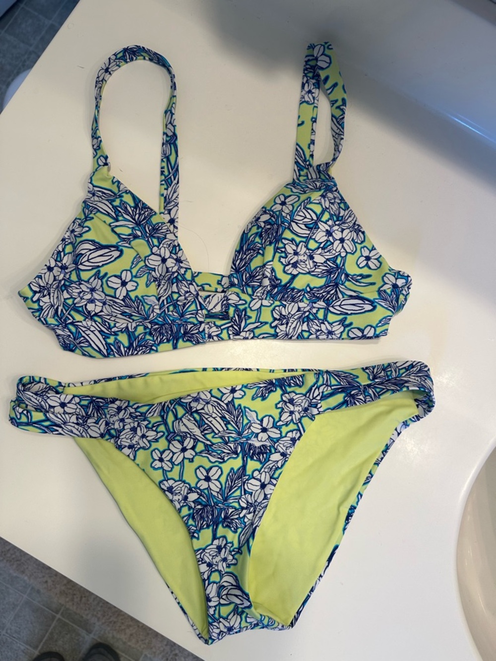 Adore Me Floral Blue and Lime Bikini Set